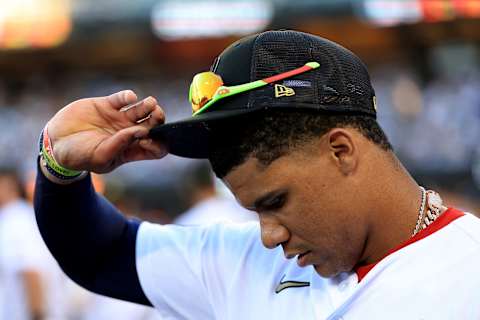 LOS ANGELES, CALIFORNIA – JULY 19: Juan Soto #22 of the Washington Nationals looks on against the American League during the 92nd MLB All-Star Game presented by Mastercard at Dodger Stadium on July 19, 2022 in Los Angeles, California. (Photo by Sean M. Haffey/Getty Images)