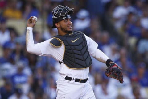 LOS ANGELES, CALIFORNIA – JULY 19: Willson Contreras #40 of the Chicago Cubs throws the ball to the pitcher during the 92nd MLB All-Star Game presented by Mastercard at Dodger Stadium on July 19, 2022 in Los Angeles, California. (Photo by Ronald Martinez/Getty Images)