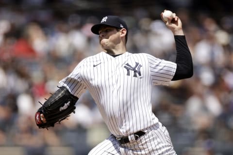 NEW YORK, NY – JULY 31: Jordan Montgomery #47 of the New York Yankees pitches against the Kansas City Royals during the first inning at Yankee Stadium on July 31, 2022 in New York City. (Photo by Adam Hunger/Getty Images)