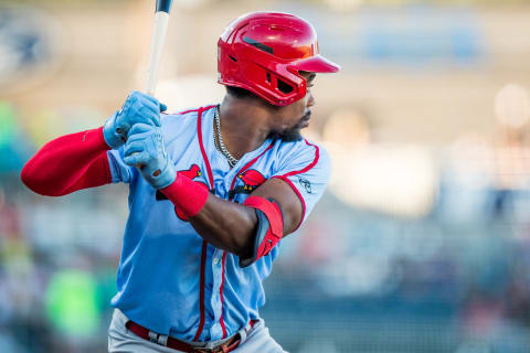 Infielder Jordan Walker #22 of the Springfield Cardinals bats. (Photo by John E. Moore III/Getty Images)