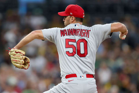 SAN DIEGO, CALIFORNIA – SEPTEMBER 20: Adam Wainwright #50 of the St. Louis Cardinals pitches during the first inning of a game against the San Diego Padres at PETCO Park on September 20, 2022 in San Diego, California. (Photo by Sean M. Haffey/Getty Images)