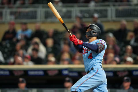 Carlos Correa #4 of the Minnesota Twins bats against the Chicago White Sox. (Photo by Brace Hemmelgarn/Minnesota Twins/Getty Images)