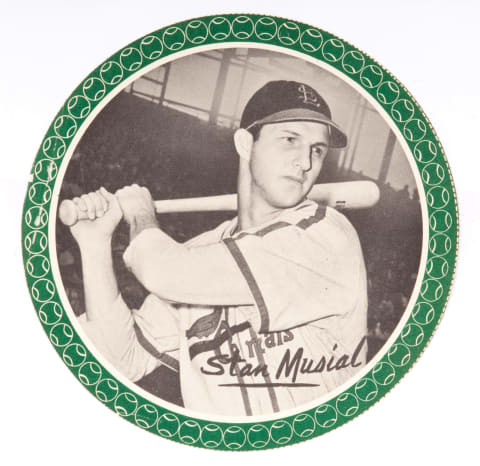 UNSPECIFIED – UNDATED: St. Louis Cardinal Stan Musial featured on a 1950’s baseball premium. (Sports Studio Photos/Getty Images)