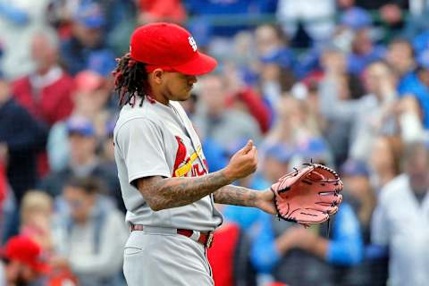 CHICAGO, IL – SEPTEMBER 29: Carlos Martinez #18 of the St. Louis Cardinals reacts after their win ocer the Chicago Cubs at Wrigley Field on September 29, 2018 in Chicago, Illinois. The St. Louis Cardinals won 2-1. (Photo by Jon Durr/Getty Images)