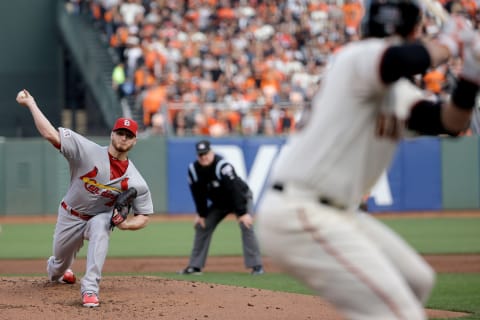 SAN FRANCISCO, CA – OCTOBER 15: Shelby Miller #40 of the St. Louis Cardinals pitches in the first inning against the San Francisco Giants during Game Four of the National League Championship Series at AT&T Park on October 15, 2014 in San Francisco, California. (Photo by David J. Phillip-Pool/Getty Images)