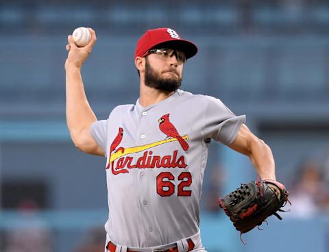 LOS ANGELES, CA – AUGUST 21: Daniel Poncedeleon #62 of the St. Louis Cardinals pitches during the first inning against the Los Angeles Dodgers at Dodger Stadium on August 21, 2018 in Los Angeles, California. (Photo by Harry How/Getty Images)