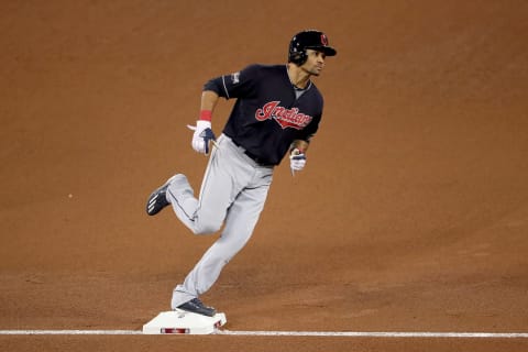 TORONTO, ON – OCTOBER 19: Coco Crisp #4 of the Cleveland Indians rounds the bases after hitting a solo home run in the fourth inning against Marco Estrada #25 of the Toronto Blue Jays during game five of the American League Championship Series at Rogers Centre on October 19, 2016 in Toronto, Canada. (Photo by Tom Szczerbowski/Getty Images)