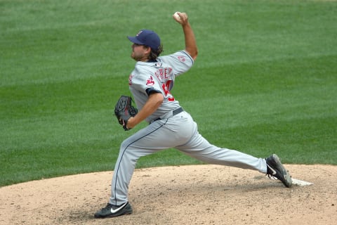 CHICAGO – AUGUST 09: Chris Perez #54 of the Cleveland Indians delivers the pitch during the game against the Chicago White Sox on August 9, 2009 at U.S. Cellular Field in Chicago, Illinois. (Photo by Jonathan Daniel/Getty Images)