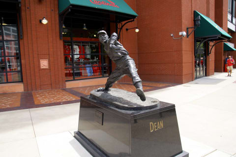 The Dizzy Dean hall of fame statue, in front of Busch Stadium, home of the St. Louis Cardinals. (Photo By Raymond Boyd/Michael Ochs Archives/Getty Images)