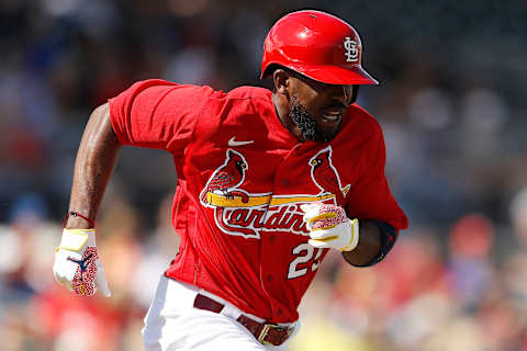 JUPITER, FLORIDA – FEBRUARY 22: Dexter Fowler #25 of the St. Louis Cardinals in action against the New York Mets of a Grapefruit League spring training game at Roger Dean Stadium on February 22, 2020 in Jupiter, Florida. (Photo by Michael Reaves/Getty Images)