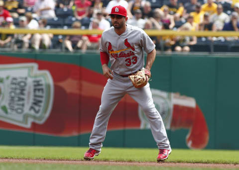 PITTSBURGH, PA – AUGUST 27: Daniel Descalso #33 of the St. Louis Cardinals plays the field during the game against the Pittsburgh Pirates at PNC Park on August 27, 2014 in Pittsburgh, Pennsylvania. (Photo by Justin K. Aller/Getty Images)