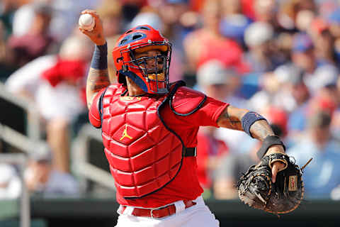 JUPITER, FLORIDA – FEBRUARY 22: Yadier Molina #4 of the St. Louis Cardinals in action against the New York Mets of a Grapefruit League spring training game at Roger Dean Stadium on February 22, 2020 in Jupiter, Florida. (Photo by Michael Reaves/Getty Images)