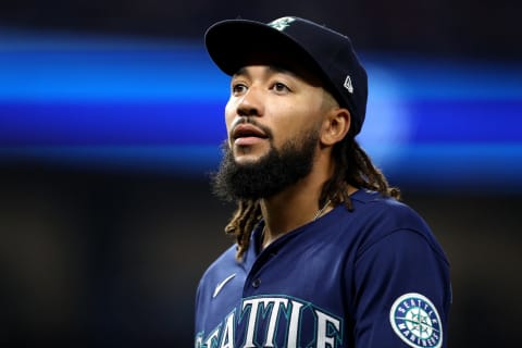 J.P. Crawford #3 of the Seattle Mariners looks on during the seventh inning against the Miami Marlins at loanDepot park on May 01, 2022 in Miami, Florida. (Photo by Megan Briggs/Getty Images)