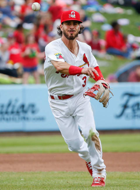 Kramer Robertson fields the ball during the Springfield Cardinals 9-2 loss to the Frisco Rough Riders at Hammons Field on Monday, April 29, 2019.Cardinals17