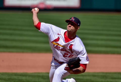 Jack Flaherty (22) pitches during the seventh inning against the Cincinnati Reds at Busch Stadium. Mandatory Credit: Jeff Curry-USA TODAY Sports