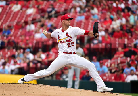 Jack Flaherty (22) pitches during the first inning against the Milwaukee Brewers at Busch Stadium. Mandatory Credit: Jeff Curry-USA TODAY Sports