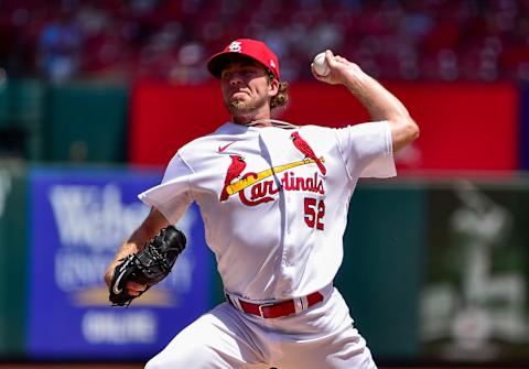 Jun 14, 2022; St. Louis, Missouri, USA; St. Louis Cardinals starting pitcher Matthew Liberatore (52) pitches against the Pittsburgh Pirates during the first inning at Busch Stadium. Mandatory Credit: Jeff Curry-USA TODAY Sports