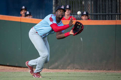 Springfield Cardinal’s Jordan Walker catches a fly ball in right field during the game on Friday, Aug. 5, 2022 at Whataburger Field in Corpus Christi.