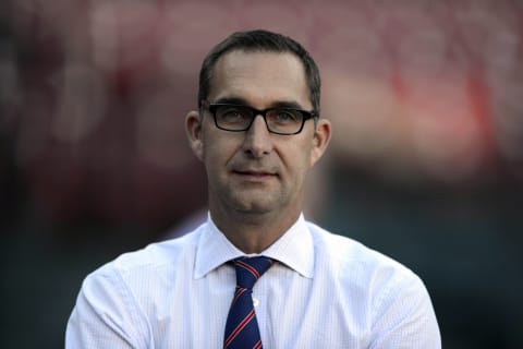 John Mozeliak looks on before game five of the National League divisional series playoff baseball game against the Pittsburgh Pirates at Busch Stadium. Mandatory Credit: Jeff Curry-USA TODAY Sports