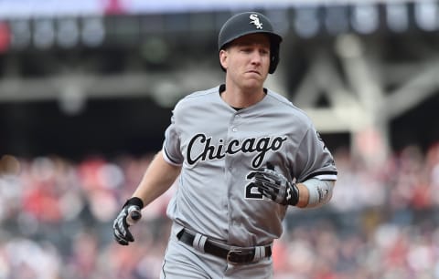 Apr 11, 2017; Cleveland, OH, USA; Chicago White Sox third baseman Todd Frazier (21) rounds the bases after hitting a home run during the fifth inning against the Cleveland Indians at Progressive Field. Mandatory Credit: Ken Blaze-USA TODAY Sports