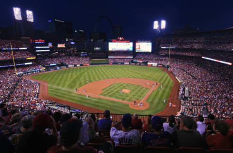 Sep 13, 2016; St. Louis, MO, USA; A general view of Busch stadium as the Chicago Cubs play the St. Louis Cardinals during the first inning. Mandatory Credit: Jeff Curry-USA TODAY Sports