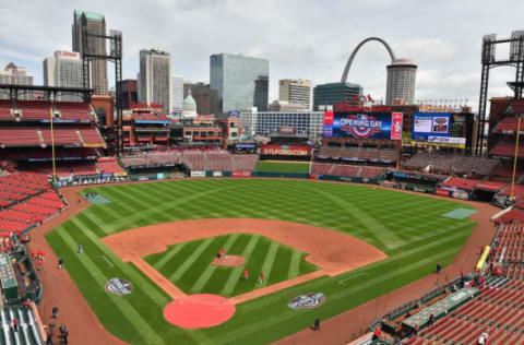 Apr 11, 2016; St. Louis, MO, USA; A overall view of Busch Stadium before a game between the St. Louis Cardinals and the Milwaukee Brewers. Mandatory Credit: Jasen Vinlove-USA TODAY Sports