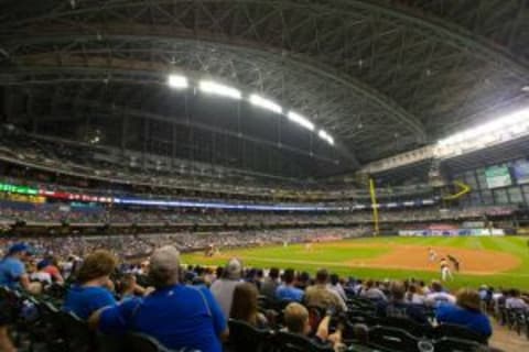 Aug 18, 2015; Milwaukee, WI, USA; A general view of Miller Park during the game between the Miami Marlins and Milwaukee Brewers. Miami won 9-6. Mandatory Credit: Jeff Hanisch-USA TODAY Sports