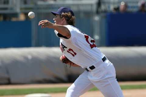 Jul 16, 2015; Toronto, Ontario, CAN; United States pitcher Josh Hader (17) delivers a pitch against the Dominican Republic during the 2015 Pan Am Games at Ajax Pan Am Ballpark. Mandatory Credit: Tom Szczerbowski-USA TODAY Sports