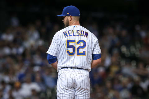 MILWAUKEE, WISCONSIN – SEPTEMBER 08: Jimmy Nelson #52 of the Milwaukee Brewers pitches in the ninth inning against the Chicago Cubs at Miller Park on September 08, 2019 in Milwaukee, Wisconsin. (Photo by Dylan Buell/Getty Images)