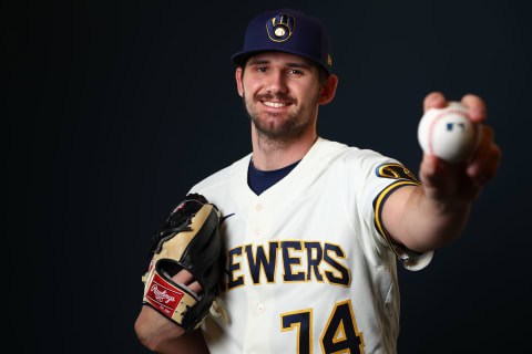 PHOENIX, AZ – FEBRUARY 19: Ethan Small #74 of the Milwaukee Brewers poses during the Milwaukee Brewers Photo Day on February 19, 2020 in Phoenix, Arizona. (Photo by Jamie Schwaberow/Getty Images)