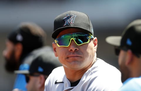 NEW YORK, NEW YORK – JULY 10: Avisail Garcia #24 of the Miami Marlins looks on against the New York Mets at Citi Field on July 10, 2022 in New York City. The Marlins defeated the Mets 2-0 in ten innings. (Photo by Jim McIsaac/Getty Images)