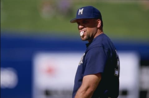 5 Mar 1998: Infielder John Jaha of the Milwaukee Brewers in action during a spring training game against the Colorado Rockies at the Maryvale Baseball Park in Maryvale, Arizona. The Rockies defeated the Brewers 2-1. Mandatory Credit: Brian Bahr /Allspor