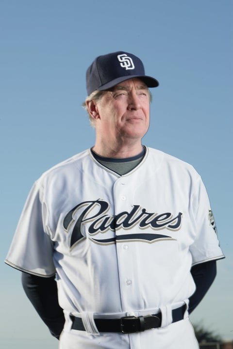 PEORIA, AZ – FEBRUARY 24: Bench coach Ted Simmons of the San Diego Padres poses during photo day at Peoria Stadium on February 24, 2009 in Peoria, Arizona. (Photo by Donald Miralle/Getty Images)