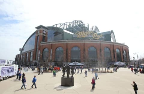 MILWAUKEE, WI – APRIL 06: General view as fans arrive to Miller Park before the start of Opening Day between the Colorado Rockies and the Milwaukee Brewers on April 06, 2015 in Milwaukee, Wisconsin. (Photo by Mike McGinnis/Getty Images)