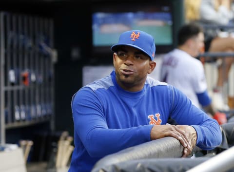 NEW YORK, NY – JULY 23: Yoenis Cespedes #52 of the New York Mets watches from the dugout before an MLB baseball game against the San Diego Padres on July 23, 2018 at Citi Field in the Queens borough of New York City. Padres won 3-2. (Photo by Paul Bereswill/Getty Images)