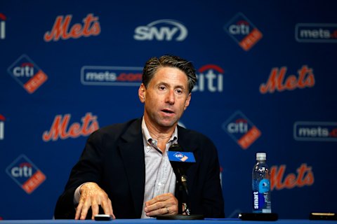 NEW YORK, NY – SEPTEMBER 30: New York Mets COO Jeff Wilpon speaks to the media prior to a game against the Miami Marlins at Citi Field on September 30, 2018 in the Flushing neighborhood of the Queens borough of New York City. (Photo by Adam Hunger/Getty Images)