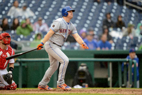 WASHINGTON, DC – SEPTEMBER 23: Jay Bruce #19 of the New York Mets bats against the Washington Nationals at Nationals Park on September 23, 2018 in Washington, DC. (Photo by G Fiume/Getty Images)