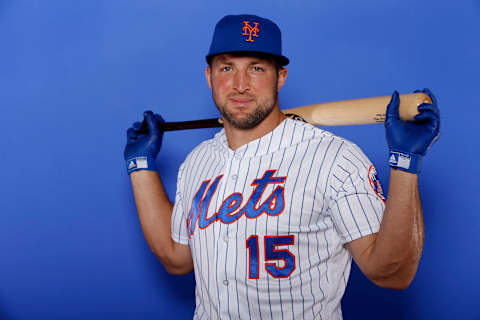 PORT ST. LUCIE, FLORIDA – FEBRUARY 21: Tim Tebow #15 of the New York Mets poses for a photo on Photo Day at First Data Field on February 21, 2019 in Port St. Lucie, Florida. (Photo by Michael Reaves/Getty Images)