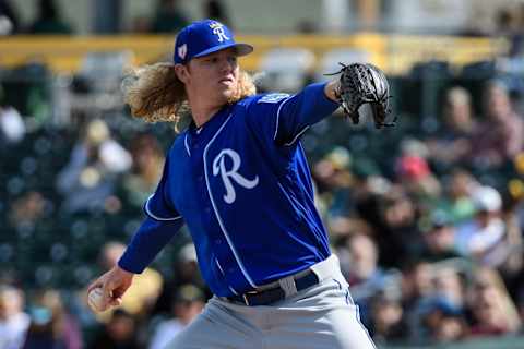 MESA, ARIZONA – FEBRUARY 24: Sam McWilliams #52 of the Kansas City Royals delivers a pitch during the spring training game against the Oakland Athletics at HoHoKam Stadium on February 24, 2019 in Mesa, Arizona. (Photo by Jennifer Stewart/Getty Images)