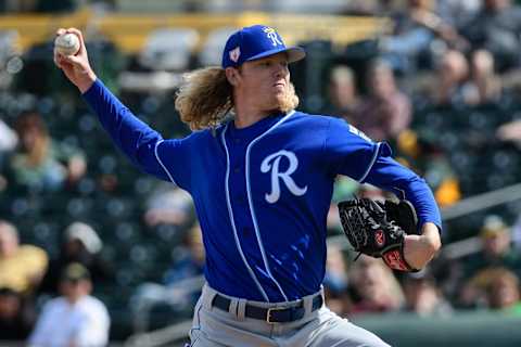 MESA, ARIZONA – FEBRUARY 24: Sam McWilliams #52 of the Kansas City Royals delivers a pitch during the spring training game against the Oakland Athletics at HoHoKam Stadium on February 24, 2019 in Mesa, Arizona. (Photo by Jennifer Stewart/Getty Images)