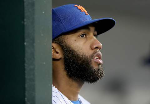 NEW YORK, NEW YORK – APRIL 23: Amed Rosario #1 of the New York Mets looks on from the dugout before the game against the Philadelphia Phillies at Citi Field on April 23, 2019 in the Flushing neighborhood of the Queens borough of New York City. (Photo by Elsa/Getty Images)