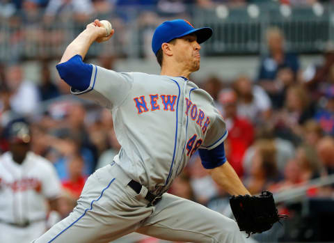 ATLANTA, GEORGIA – JUNE 18: Jacob deGrom #48 of the New York Mets pitches in the first inning against the Atlanta Braves on June 18, 2019 in Atlanta, Georgia. (Photo by Kevin C. Cox/Getty Images)