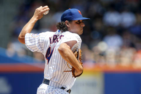 NEW YORK, NEW YORK – JULY 28: Jason Vargas #44 of the New York Mets pitches during the first inning against the Pittsburgh Pirates at Citi Field on July 28, 2019 in New York City. (Photo by Jim McIsaac/Getty Images)