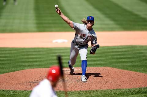 WASHINGTON, DC – SEPTEMBER 02: Noah Syndergaard #34 of the New York Mets pitches against Anthony Rendon of the Washington Nationals in the fourth inning at Nationals Park on September 2, 2019 in Washington, DC. (Photo by Greg Fiume/Getty Images)