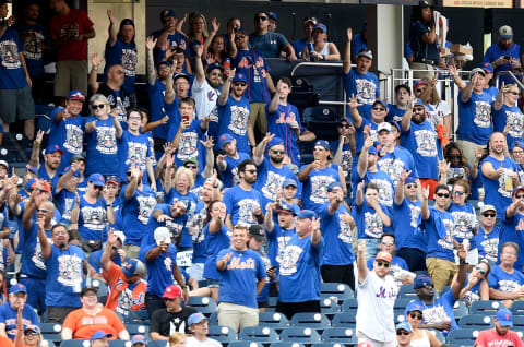 WASHINGTON, DC – SEPTEMBER 02: New York Mets fans cheer in the sixth inning of the game against the Washington Nationals at Nationals Park on September 2, 2019 in Washington, DC. (Photo by Greg Fiume/Getty Images)