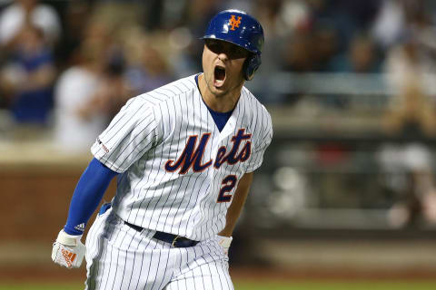 NEW YORK, NEW YORK – AUGUST 09: J.D. Davis #28 of the New York Mets celebrates after hitting a home run to right field in the fourth inning against the Washington Nationals at Citi Field on August 09, 2019 in New York City. (Photo by Mike Stobe/Getty Images)