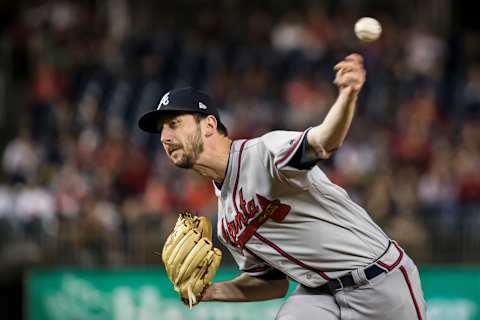 WASHINGTON, DC – SEPTEMBER 13: Jerry Blevins #50 of the Atlanta Braves pitches against the Washington Nationals during the ninth inning at Nationals Park on September 13, 2019 in Washington, DC. (Photo by Scott Taetsch/Getty Images)