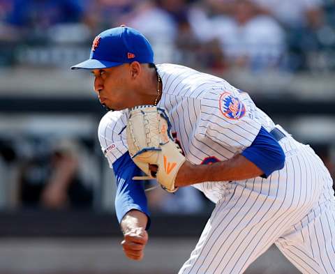 NEW YORK, NY – AUGUST 11: Pitcher Edwin Diaz #39 of the New York Mets pitches in relief in an MLB baseball game against the Washington Nationals on August 11, 2019 at Citi Field in the Queens borough of New York City. Nationals won 7-4. (Photo by Paul Bereswill/Getty Images)