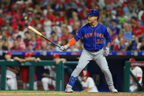 PHILADELPHIA, PA – SEPTEMBER 01: Michael Conforto #30 of the New York Mets in action against the Philadelphia Phillies during a game at Citizens Bank Park on September 1, 2019 in Philadelphia, Pennsylvania. (Photo by Rich Schultz/Getty Images)