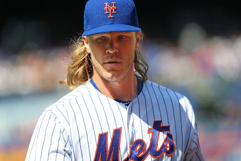 NEW YORK, NY – SEPTEMBER 08: Noah Syndergaard #34 of the New York Mets in action against the Philadelphia Phillies during a game at Citi Field on September 8, 2019 in New York City. (Photo by Rich Schultz/Getty Images)